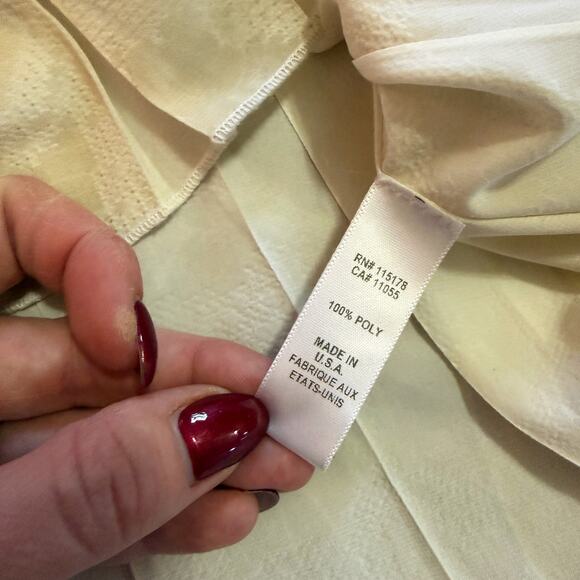 Komarov Cream Tan Sleeveless Satin Crinkle Tiered Beaded Ombre Midi Dress - Picture 5 of 9